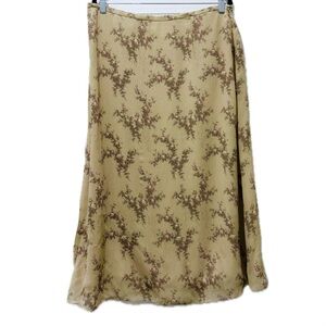 Vintage Floral Midi Skirt in Olive and Dusty Rose